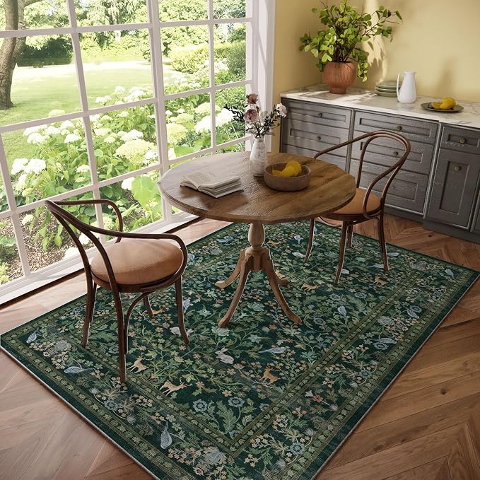 Washable Area Rugs for Living Room: 5x7 Rug Stain Resistant Non Slip Low Pile - Image 7