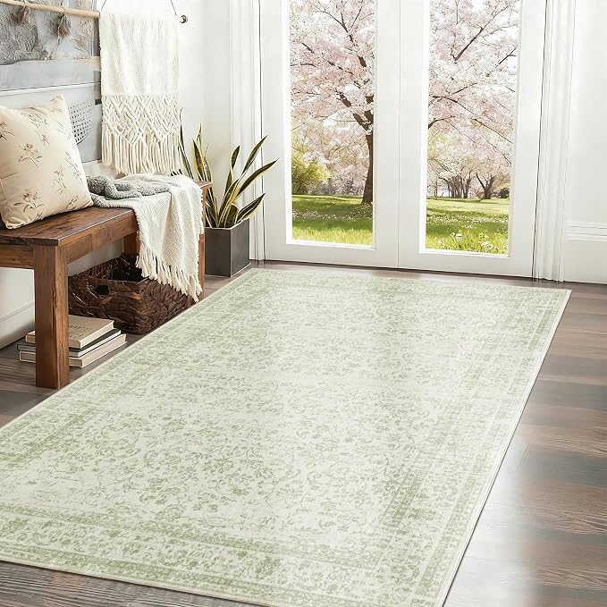 Sage Green Boho Front Door Mat for Indoor Entrance Washable Non Slip Cute - Image 8