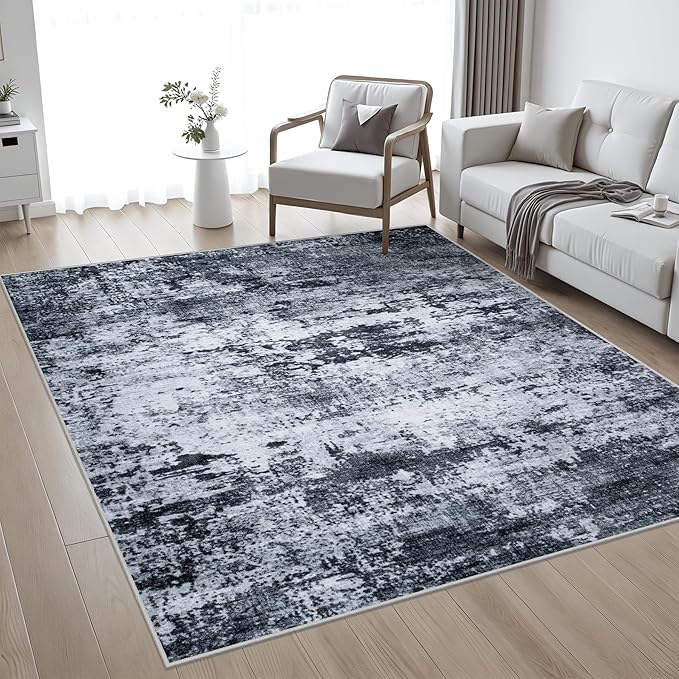 6x6 Area Rug Living Room Rug: Washable Modern Abstract Soft Thin Rug Indoor - Image 2