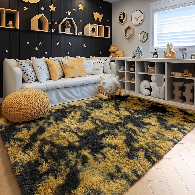 Amdrebio Black Gold Yellow Grey Rugs - Image 3