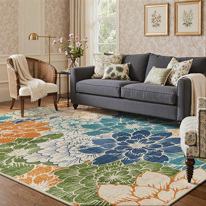 GENIMO Indoor Outdoor Area Rug 4'x6', Machine Washable Rugs - Image 8