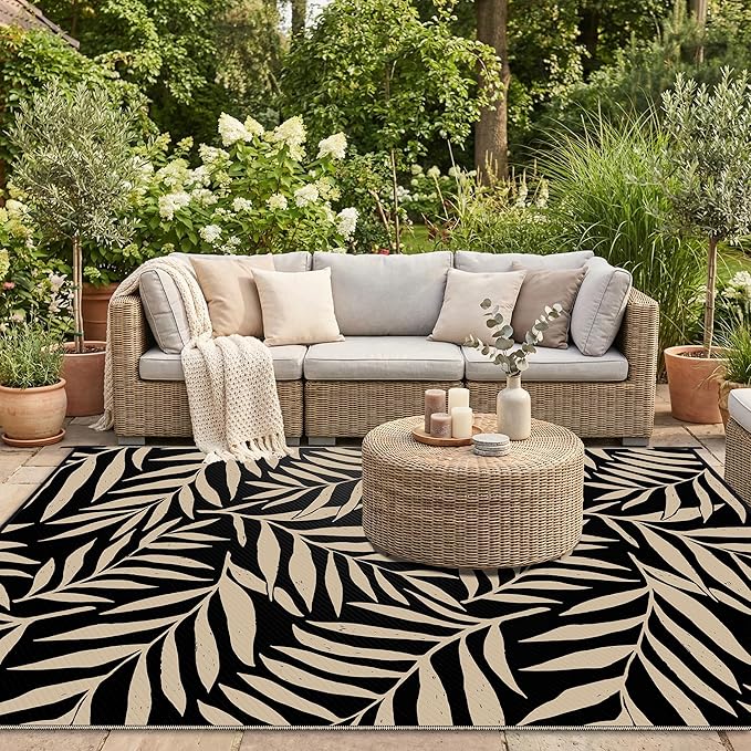 Smiry Outdoor Rug 9x12 ft, Waterproof Reversible Plastic Straw Rugs, Outdoor - Image 5