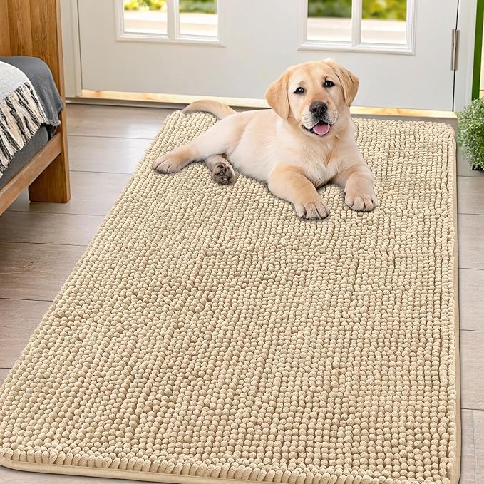 Smiry Dog Door Mat for Muddy Paws 54x32, Absorbent Dirt Trapper, Non-Slip by Smiry