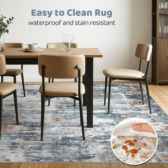 5x7 Area Rugs Living Room: Washable Large Abstract Neutral Modern Soft Rug - Image 6
