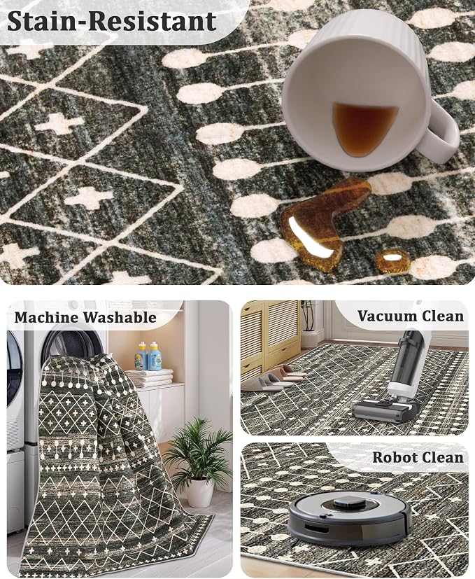Miukiki Round Rugs 8ft Washable Moroccan Circle Rug - Image 4