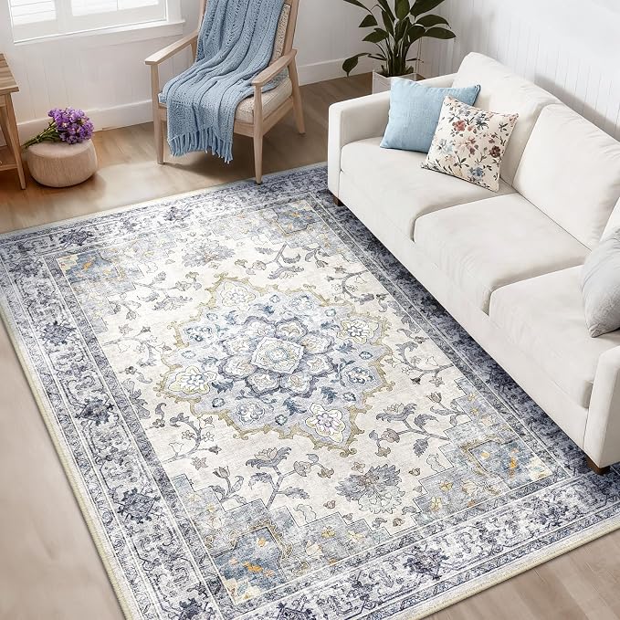 CAPALOCA Machine Washable Rugs Nursery Rug 5x8 Cute Girl Non Slip Low Pile - Image 8
