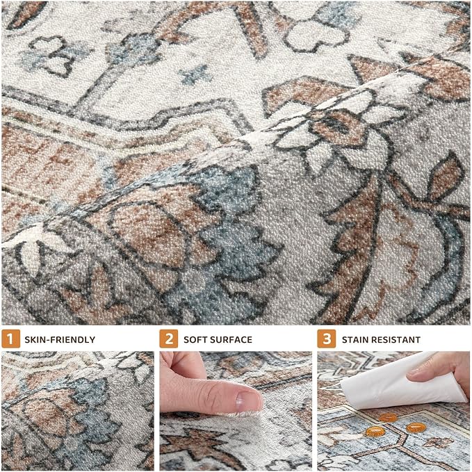 10x12 Area Rugs Living Room: Washable Vintage Rug Large Non-Slip Stain - Image 7