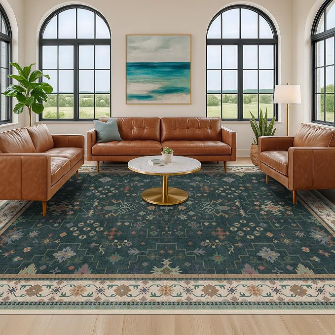 Hazo Haus Dark Green Oushak Living Room Rug 10x14 - Image 5