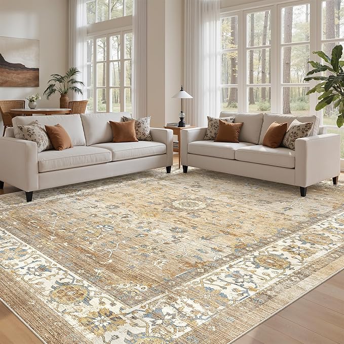 befbee 9x12 Area Rug, Ultra-Thin Washable Rugs by Befbee