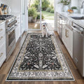 4x6 Kitchen Rug Non-Slip Washable – Boho Vintage Low-Pile Soft Area Carpet by BYYVOORugsforYourHome