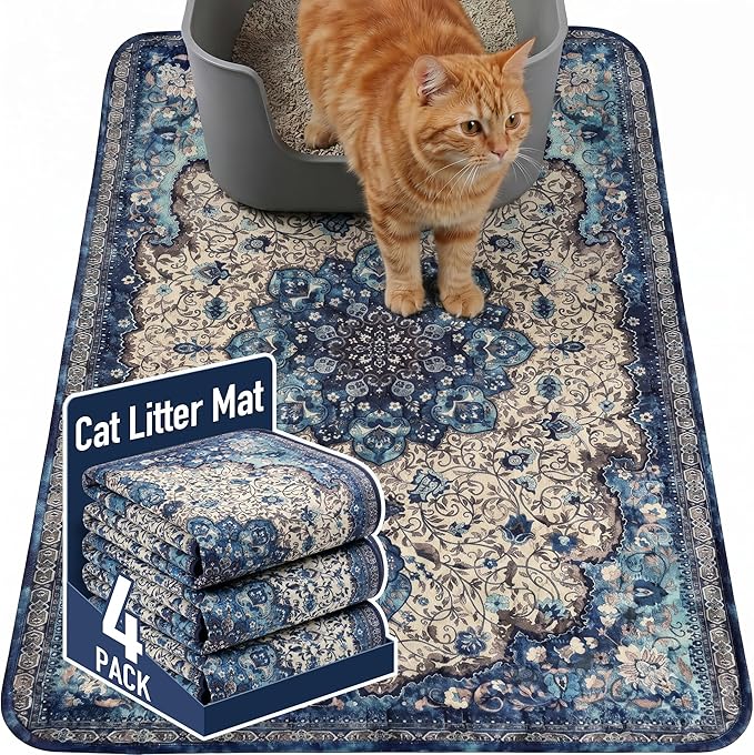 Hompet Cat Litter Mat 4 Pack, 18x28 Machine Washable Trapping Mats by Hompet