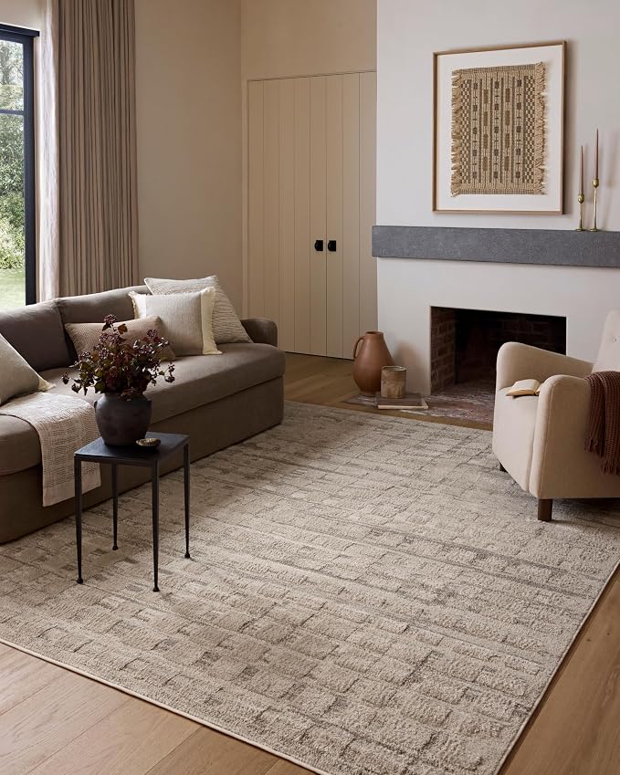 Loloi Amber Lewis Monty Collection MOT-06 Pebble/Beige 6'-7" x 9'-3" Area Rug by Unknown