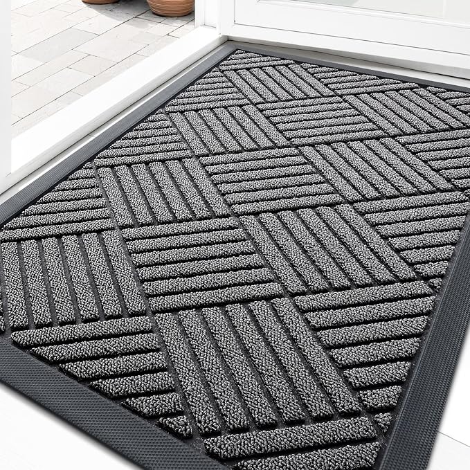 OLANLY Front Door Mat Outside Entrance 33x21, Heavy Duty Sturdy Natural Rubber by OLANLY