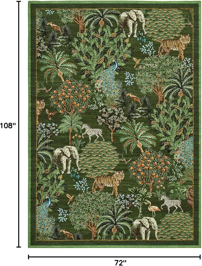 GarveeHome Jungle Animal Print Rug 6x9 Washable Area Rugs - Image 2