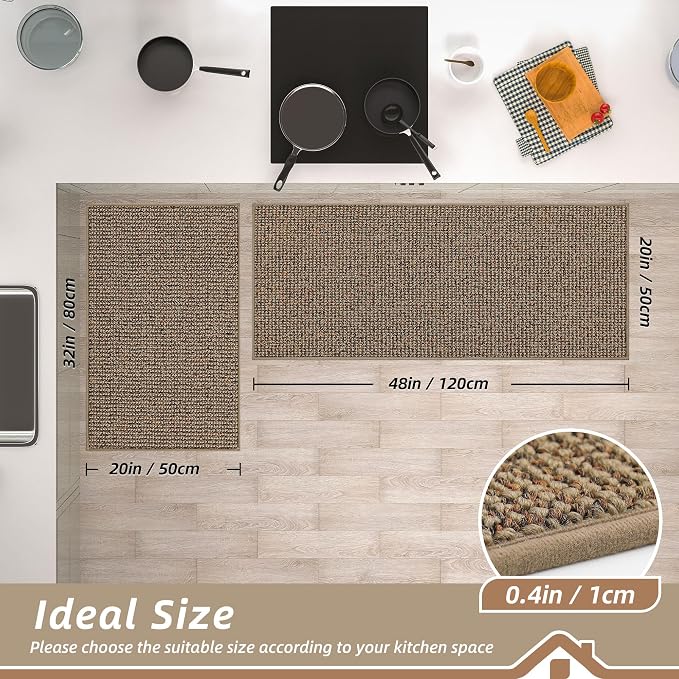 BEQHAUSE Kitchen Rugs and Mats 2PCS, Non-Slip Kitchen Mats - Image 2