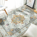 RELEANY Area Rugs 3'x4' Washable Non-Slip, Floral Vintage Distress Medallion by RELEANY