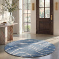 SAFAVIEH Florida Shag Collection 5' Round Light Blue/Cream SG471 Abstract Wave by Unknown