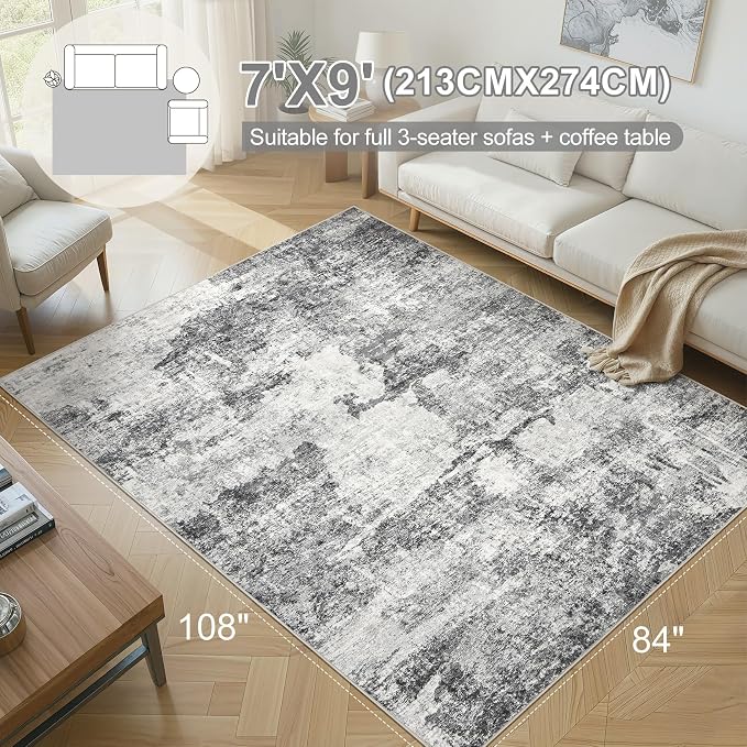 DMOYEST 7x9 Area Rugs for Living Room, Washable Large Abstract Rug, Non Slip - Image 9