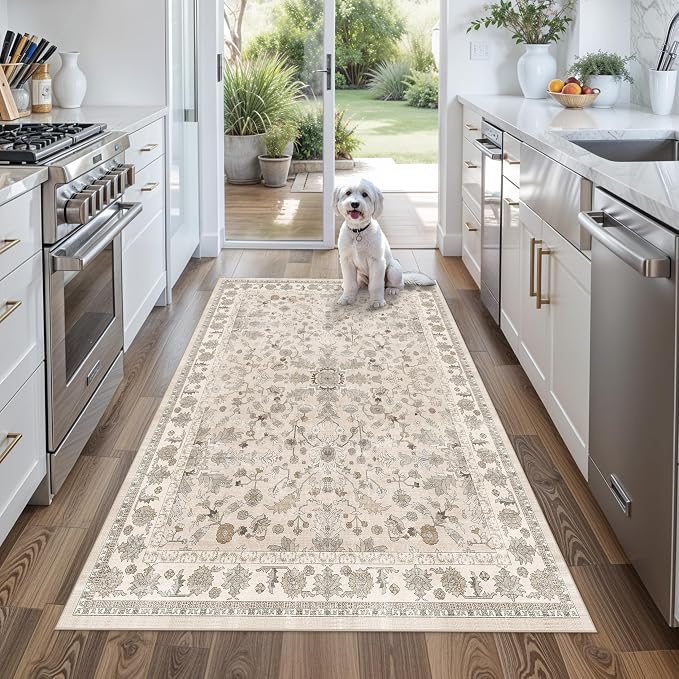 4x5 Washable Kitchen Entryway Rug – Non-Slip Soft Low Pile Indoor Carpet by BYYVOORugsforYourHome