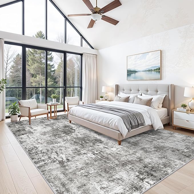 10x14 Area Rug Living Room – Washable Large Neutral Modern Abstract Soft Low - Image 2