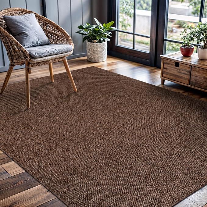 CAMILSON Easy Jute Rug 6x9, Indoor Outdoor Brown Color Fiber Area Rugs - Image 9