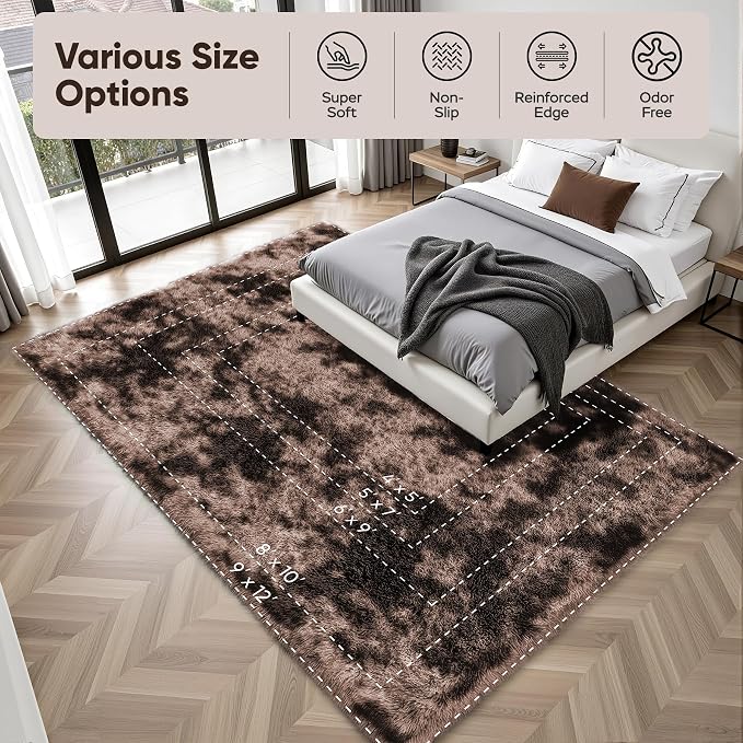 Area Rug for Living Room Bedroom: 4x6 Soft Fluffy Shag Upgrade Non-Slip High - Image 9