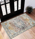 CHAMPLANT Area Rug 2x3 Washable Rug Door Mat Vintage Distressed Taupe Doormat by CHAMPLANT
