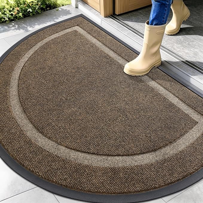 OLANLY Half Circle Door Mat Indoor Outdoor Entrance Welcome, Waterproof by OLANLY