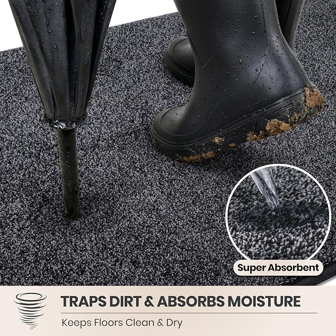 PURRUGS Dirt Trapping Door Mat 24" x 35.5", Non-Slip Machine Washable Entryway - Image 2