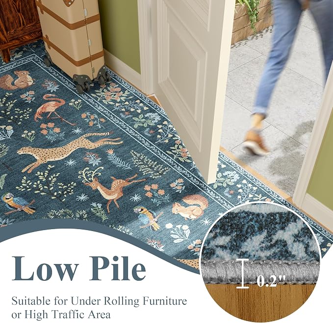 DUKINO 8x10 Rug, Washable Animal Living Room Rug - Image 7