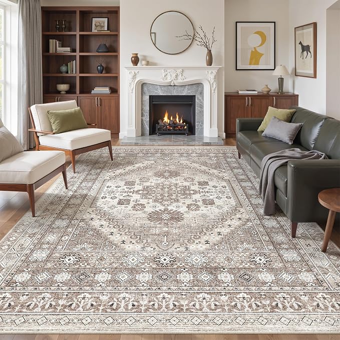 befbee 9x12 Area Rug, Ultra-Thin Washable Rugs by Befbee