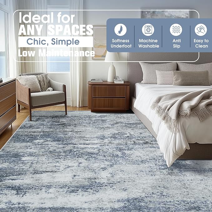 9x12 Area Rugs for Living Room Washable: Abstract Large Rug for Dining Room - Image 9