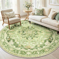 RELEANY Area Rugs Round 6ft Washable Non-Slip, Floral Vintage Distress by RELEANY