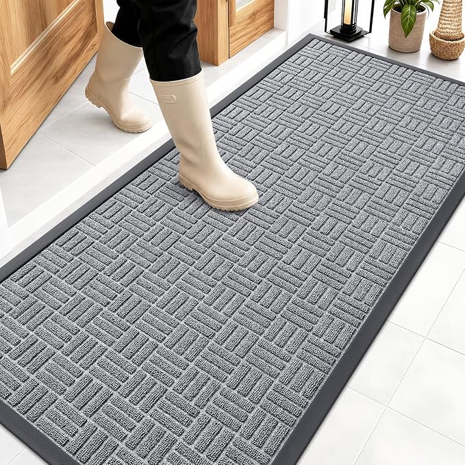 OLANLY Front Door Mat Outside Entrance 59x23, Heavy Duty Sturdy Natural Rubber by OLANLY