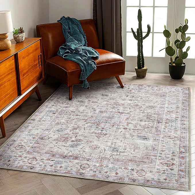 CHAMPLANT Washable Area Rug 4'x6' Traditional Floor Cover Foldable Thin Rugs by CHAMPLANT