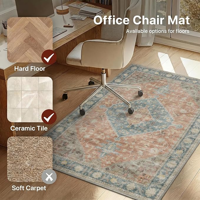 48"x60" Office Chair Mat for Hardwood Tile Floor, Under Desk Carpet Protector - Image 3