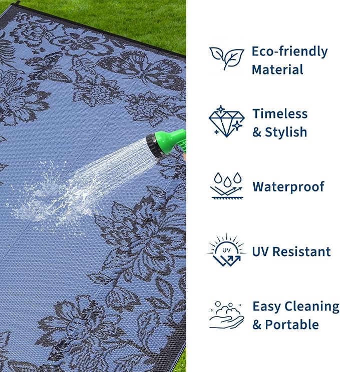 Garvee 5’x8’ Waterproof Patio Outdoor Rug, Outdoor Plastic Straw Rug - Image 3