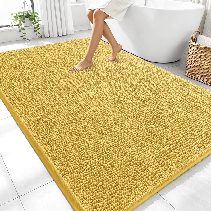 OLANLY Large Bathroom Rugs 70x46, Extra Soft Absorbent Chenille Bath Rugs by OLANLY