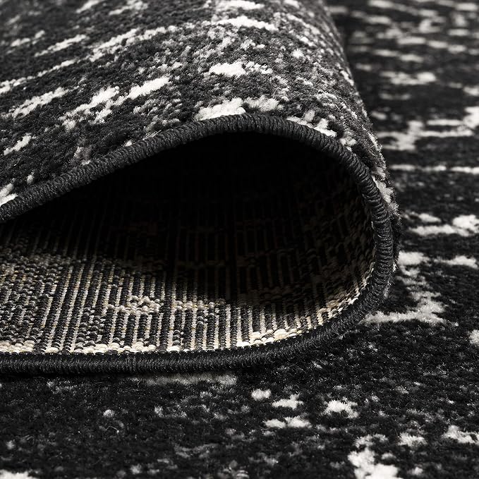 JONATHAN Y Boho Vintage Diamond Black/Ivory Round Area Rug 7 ft, Moroccan Hype - Image 4