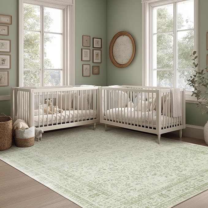 Sage Green Area Rugs 9x12 Living Room No Slip Stain Resistant Large Area Rug - Image 9