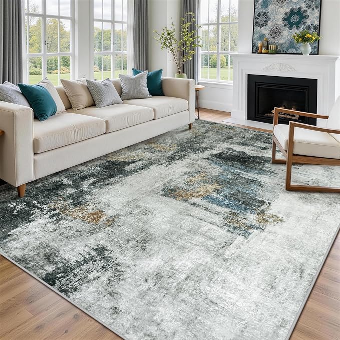 9x12 Area Rugs for Living Room Rug Washable: Abstract Large Rug for Dining Room - Image 9