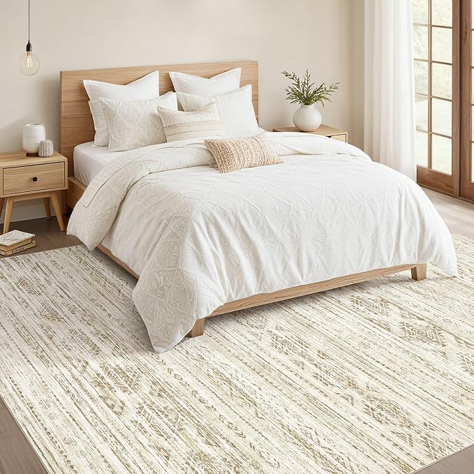 Nakagishi 8x10 Area Rugs Living Room: Washable Boho Large Neutral Modern Soft - Image 5