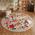 Rugcomf Round Rug 6ft Washable Circle Rug Non Slip Low Pile Boho Floral Small by Rugcomf