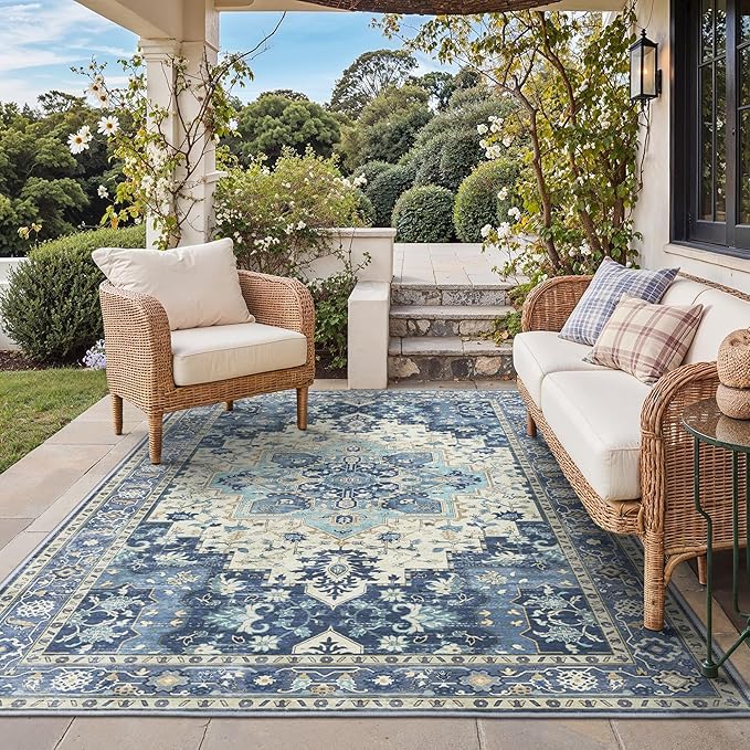 GENIMO Outdoor & Indoor Area Rug 4'x6', Waterproof, Non-Shedding, Easy Cleaning by GENIMO