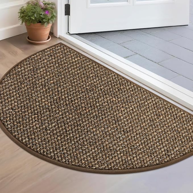 BEQHAUSE Dirt Trapper Door Mat 17" x 30" Half Circle Non-Slip Washable Doormats by BEQHAUSE