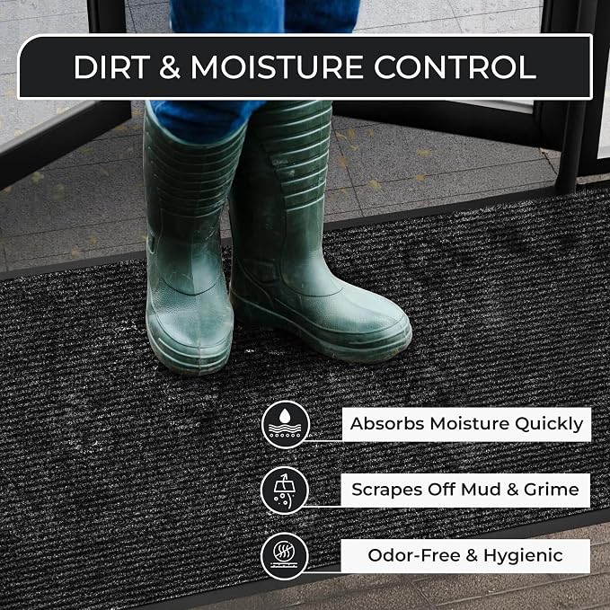 2 Pack Charcoal Commercial Door Mat 3'x5' Heavy Duty Industrial Floor Mat - Image 4