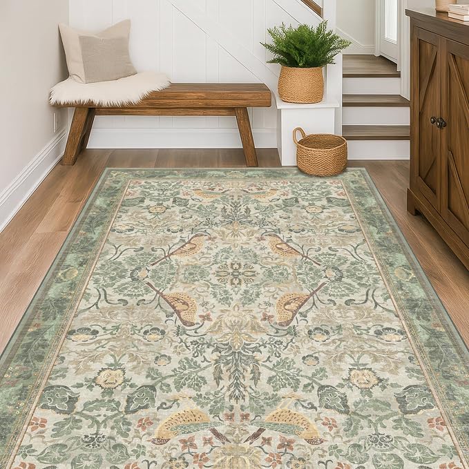Hazo Haus Washable Sage Green Area Rugs 5x7 - Image 3