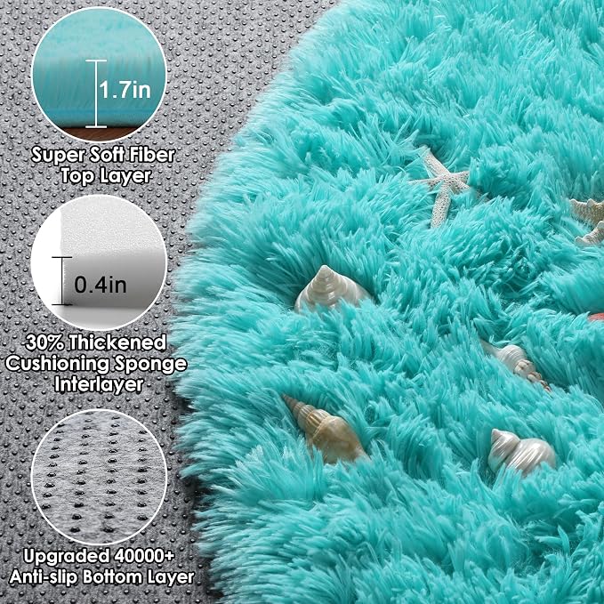 ONASAR Teal Blue Round Rugs 5ft - Image 2