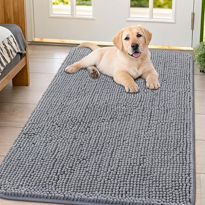 Smiry Dog Door Mat for Muddy Paws 44x32, Absorbent Dirt Trapper, Non-Slip by Smiry