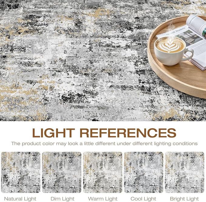 10x12 Area Rug Living Room: Washable Large Abstract Neutral Modern Soft Rug - Image 8